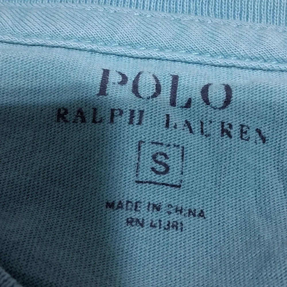 Polo Ralph Lauren Shirt Mens Size Small Basic Casual Blue with Yellow‎ Logo